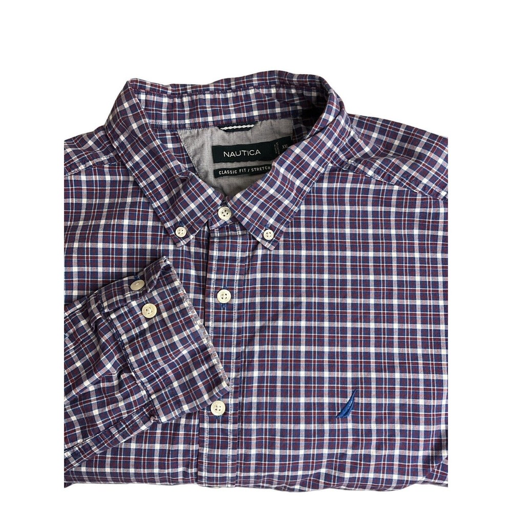 Men's Nautica Plaid Long Sleeved Button-Down XXL Shirt